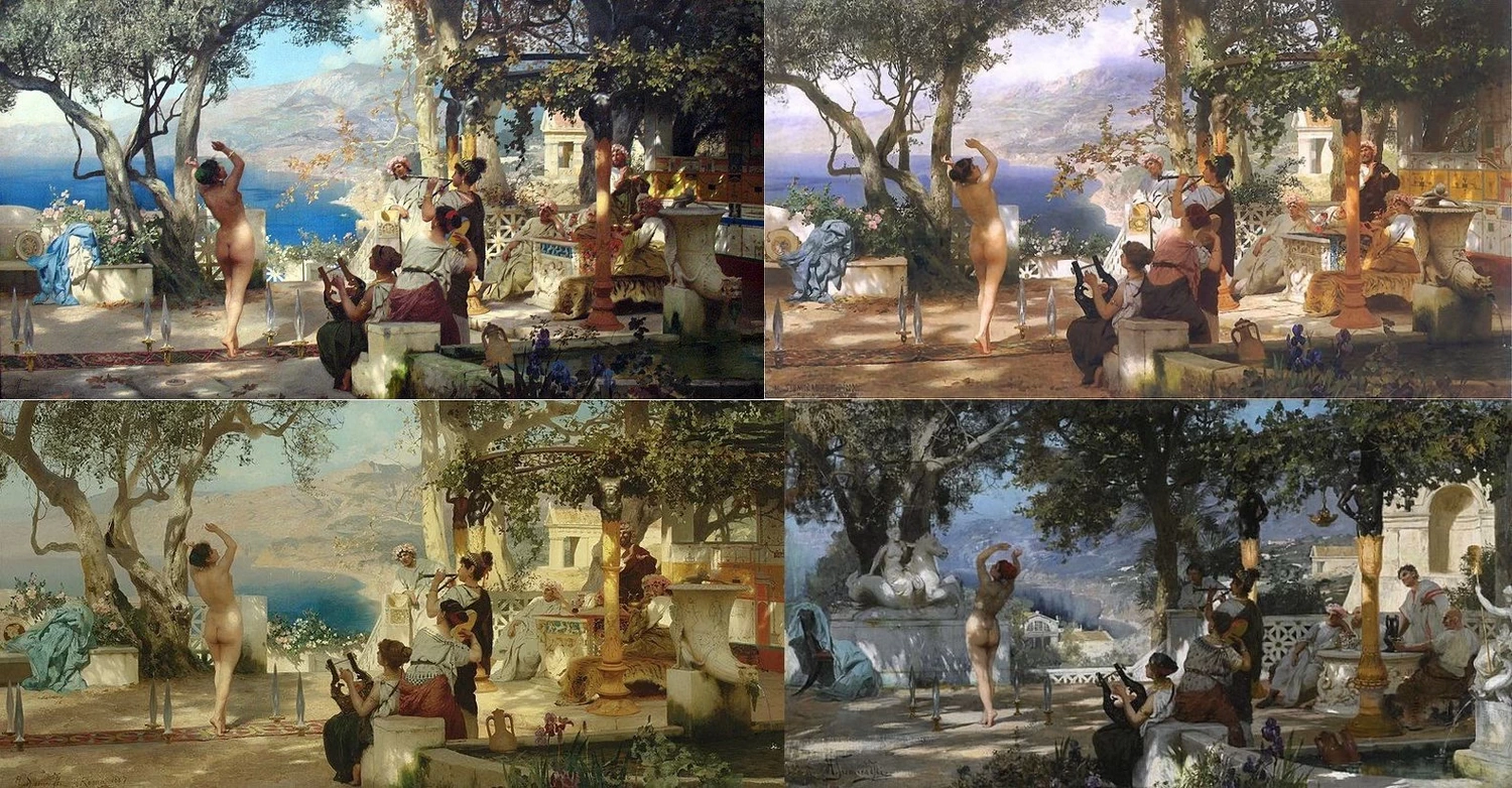 Henryk Siemiradzki - La danza tra le spade. Le quattro versioni
